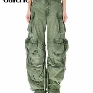 Olive Green Cargo Trousers - Women's Utility Pants